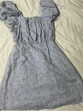 Copper Key Lavender Floral Puff-Sleeve Casual Dress